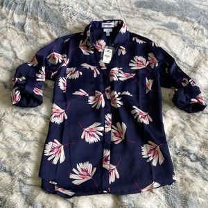 Express Slim Fit Floral Portifino Shirt Size XS